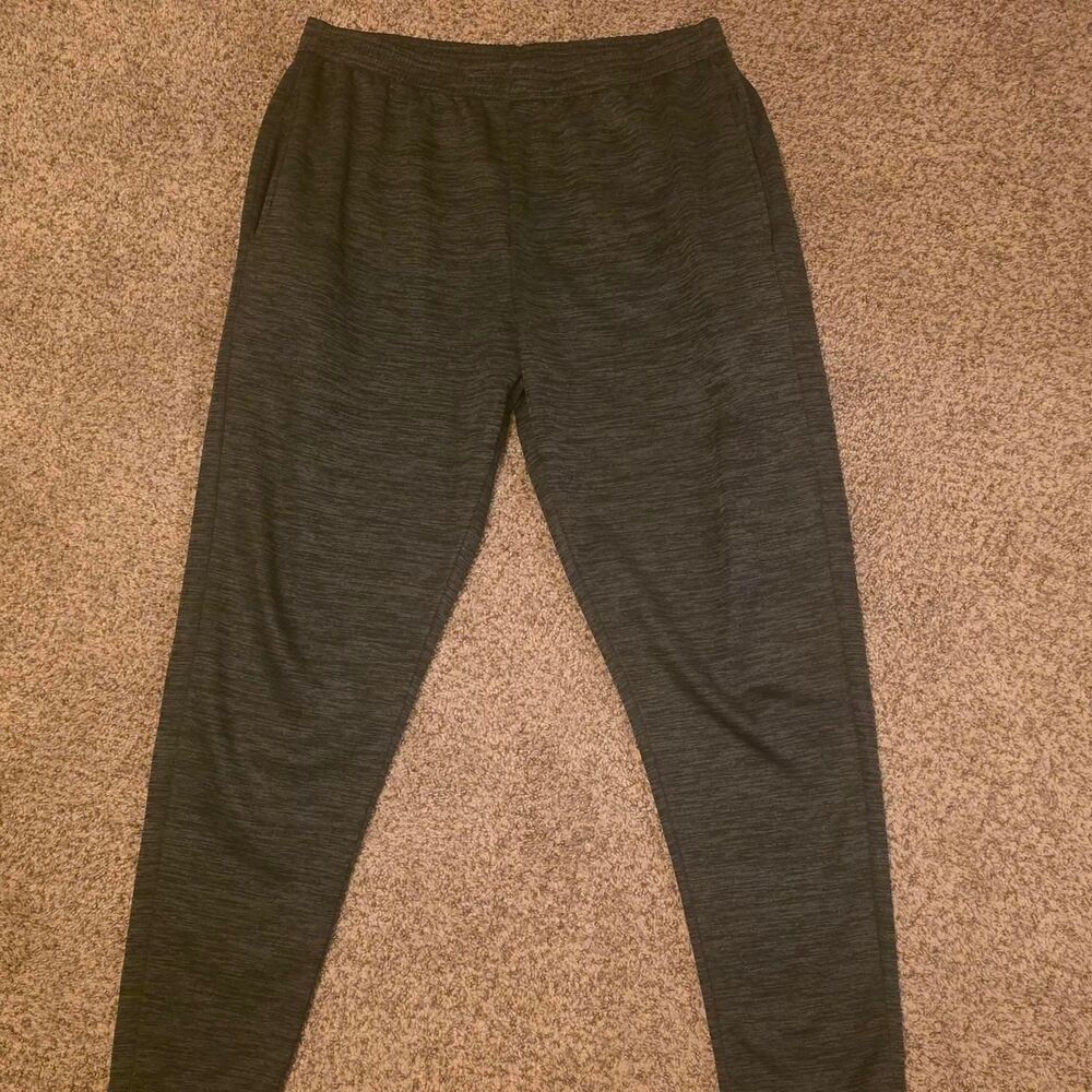 Men’s L Gray Heather Tapered Jogger Sweatpants Drawstring Lounge Athletic